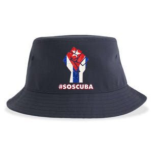 SOS Cuba Protest Fist Flag #SOSCUBA Sustainable Bucket Hat