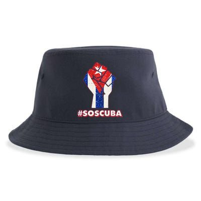 SOS Cuba Protest Fist Flag #SOSCUBA Sustainable Bucket Hat
