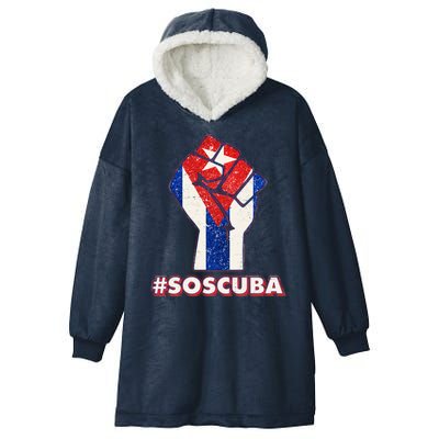 SOS Cuba Protest Fist Flag #SOSCUBA Hooded Wearable Blanket