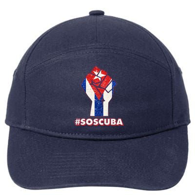 SOS Cuba Protest Fist Flag #SOSCUBA 7-Panel Snapback Hat