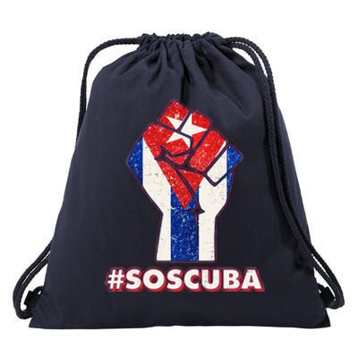 SOS Cuba Protest Fist Flag #SOSCUBA Drawstring Bag