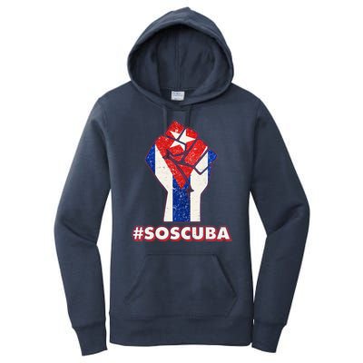 SOS Cuba Protest Fist Flag #SOSCUBA Women's Pullover Hoodie