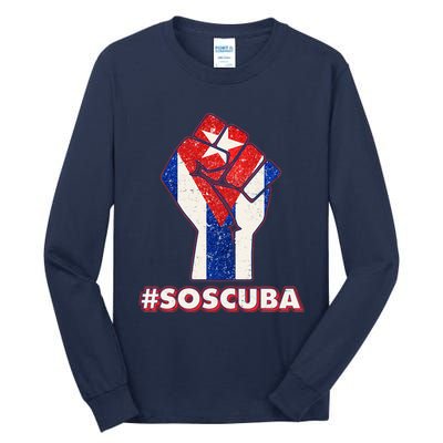 SOS Cuba Protest Fist Flag #SOSCUBA Tall Long Sleeve T-Shirt