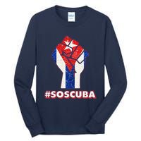 SOS Cuba Protest Fist Flag #SOSCUBA Tall Long Sleeve T-Shirt