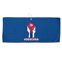 SOS Cuba Protest Fist Flag #SOSCUBA Large Microfiber Waffle Golf Towel
