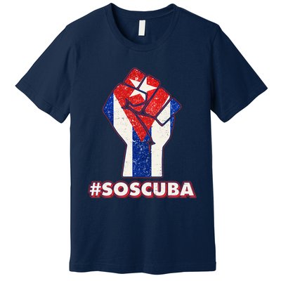 SOS Cuba Protest Fist Flag #SOSCUBA Premium T-Shirt