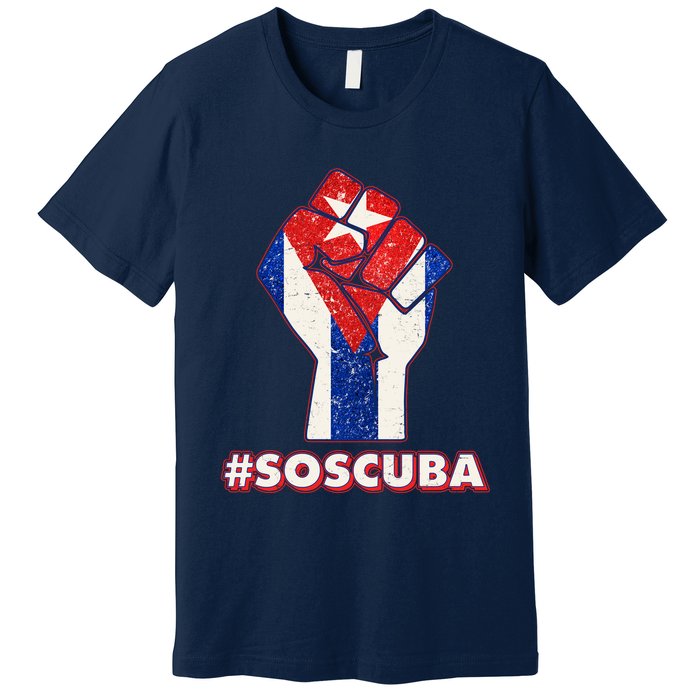 SOS Cuba Protest Fist Flag #SOSCUBA Premium T-Shirt