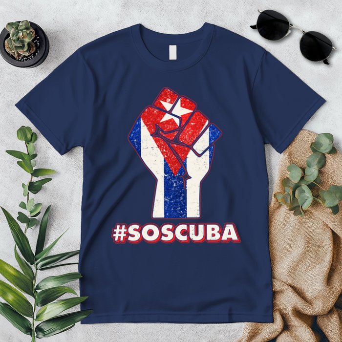 SOS Cuba Protest Fist Flag #SOSCUBA Premium T-Shirt