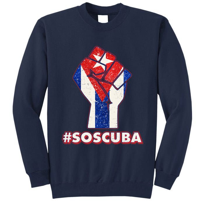 SOS Cuba Protest Fist Flag #SOSCUBA Tall Sweatshirt