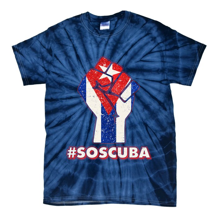 SOS Cuba Protest Fist Flag #SOSCUBA Tie-Dye T-Shirt