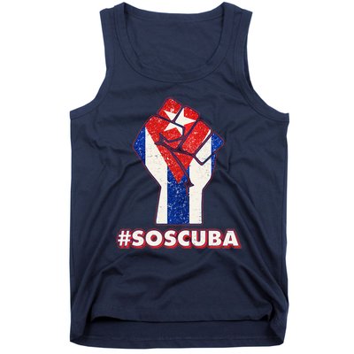 SOS Cuba Protest Fist Flag #SOSCUBA Tank Top