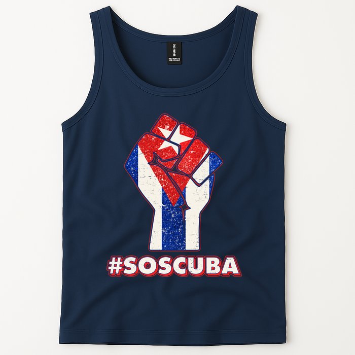 SOS Cuba Protest Fist Flag #SOSCUBA Tank Top