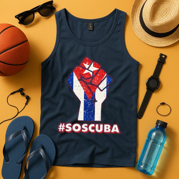SOS Cuba Protest Fist Flag #SOSCUBA Tank Top