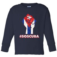SOS Cuba Protest Fist Flag #SOSCUBA Toddler Long Sleeve Shirt