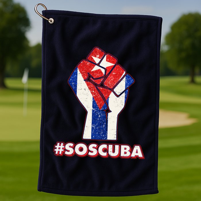 SOS Cuba Protest Fist Flag #SOSCUBA Golf Towel