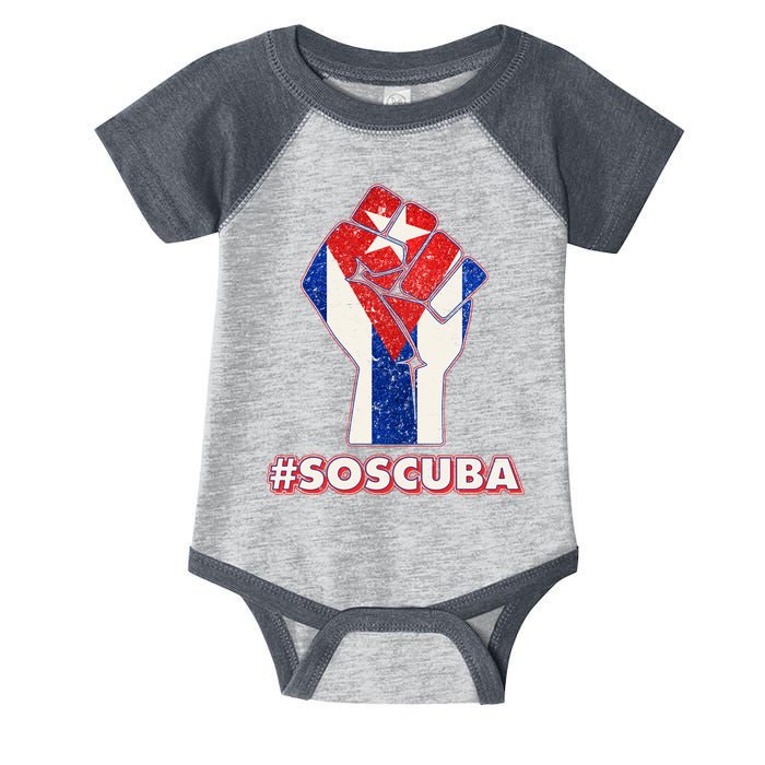 SOS Cuba Protest Fist Flag #SOSCUBA Infant Baby Jersey Bodysuit