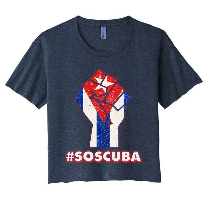 SOS Cuba Protest Fist Flag #SOSCUBA Crop Top