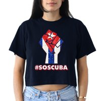 SOS Cuba Protest Fist Flag #SOSCUBA Crop Top