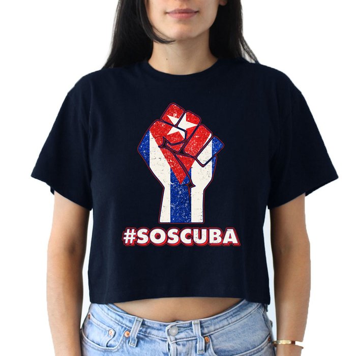 SOS Cuba Protest Fist Flag #SOSCUBA Crop Top