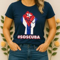 SOS Cuba Protest Fist Flag #SOSCUBA Womens T-Shirt