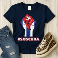 SOS Cuba Protest Fist Flag #SOSCUBA Womens T-Shirt