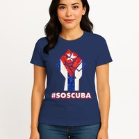 SOS Cuba Protest Fist Flag #SOSCUBA Womens T-Shirt