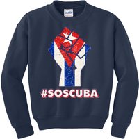 SOS Cuba Protest Fist Flag #SOSCUBA Kids Sweatshirt