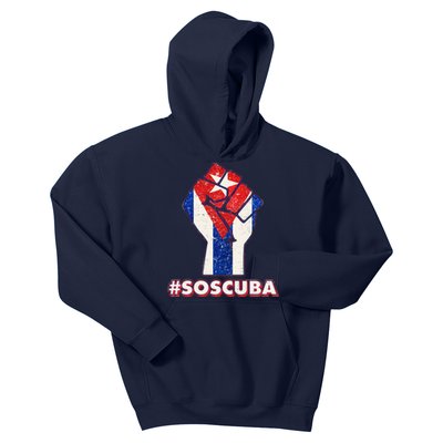 SOS Cuba Protest Fist Flag #SOSCUBA Kids Hoodie