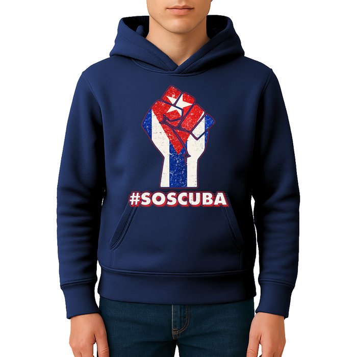 SOS Cuba Protest Fist Flag #SOSCUBA Kids Hoodie