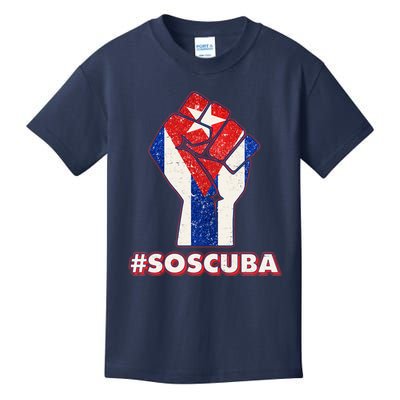 SOS Cuba Protest Fist Flag #SOSCUBA Kids T-Shirt