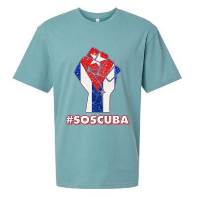 SOS Cuba Protest Fist Flag #SOSCUBA Sueded Cloud Jersey T-Shirt