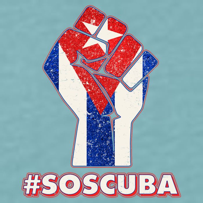 SOS Cuba Protest Fist Flag #SOSCUBA Sueded Cloud Jersey T-Shirt