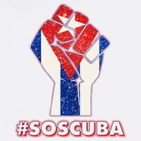 SOS Cuba Protest Fist Flag #SOSCUBA Garment-Dyed Sweatshirt