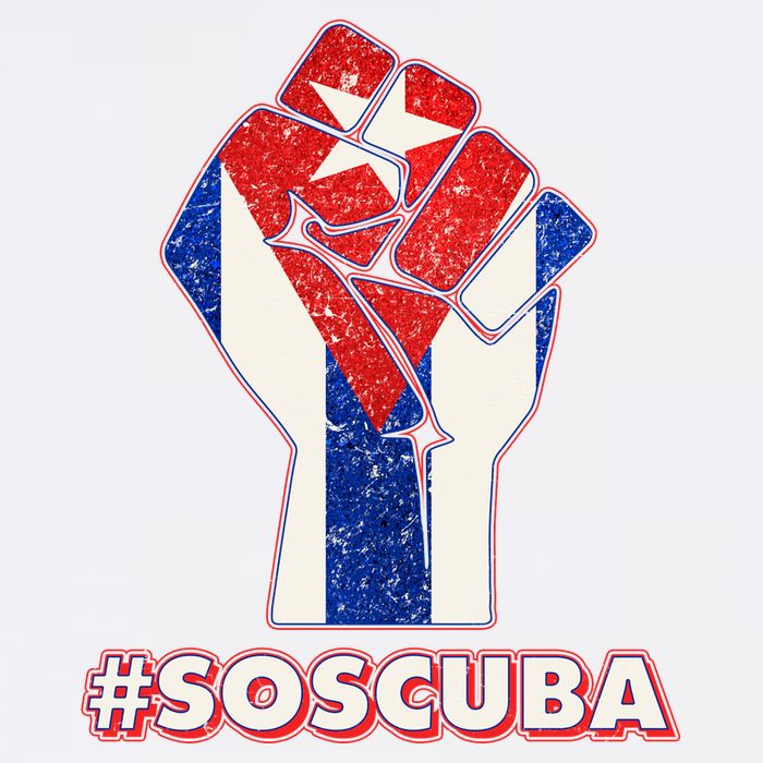 SOS Cuba Protest Fist Flag #SOSCUBA Garment-Dyed Sweatshirt