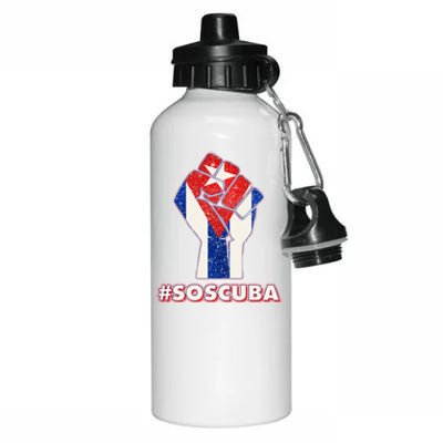 SOS Cuba Protest Fist Flag #SOSCUBA Aluminum Water Bottle 