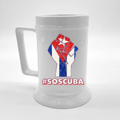 SOS Cuba Protest Fist Flag #SOSCUBA Beer Stein