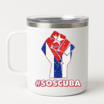 SOS Cuba Protest Fist Flag #SOSCUBA 12 oz Stainless Steel Tumbler Cup