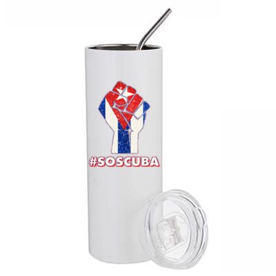 SOS Cuba Protest Fist Flag #SOSCUBA Stainless Steel Tumbler