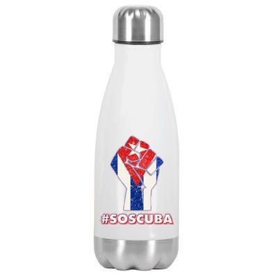 SOS Cuba Protest Fist Flag #SOSCUBA Stainless Steel Insulated Water Bottle