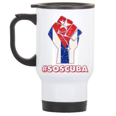 SOS Cuba Protest Fist Flag #SOSCUBA Stainless Steel Travel Mug