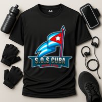 SOS Cuba Viva Cuba Libre Cubanos Bandera Cubana Cooling Performance Crew T-Shirt