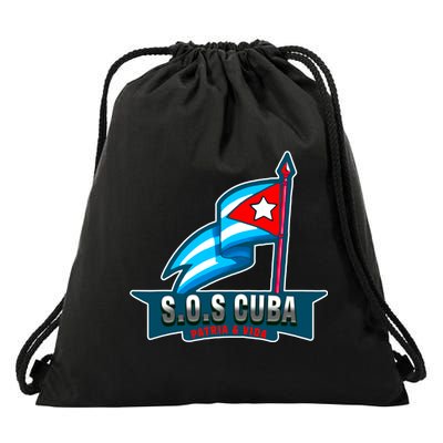 SOS Cuba Viva Cuba Libre Cubanos Bandera Cubana Drawstring Bag