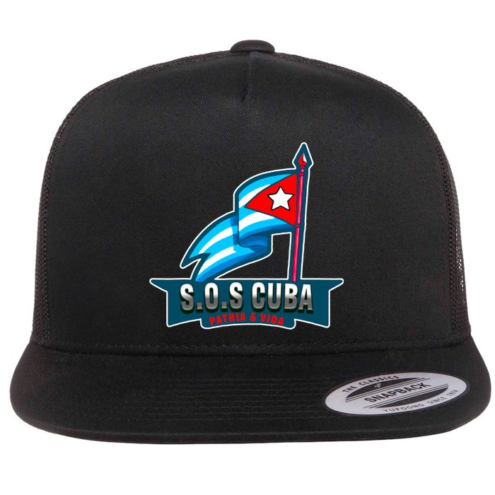 SOS Cuba Viva Cuba Libre Cubanos Bandera Cubana Flatbill Hat