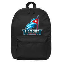 SOS Cuba Viva Cuba Libre Cubanos Bandera Cubana 16 in Basic Backpack