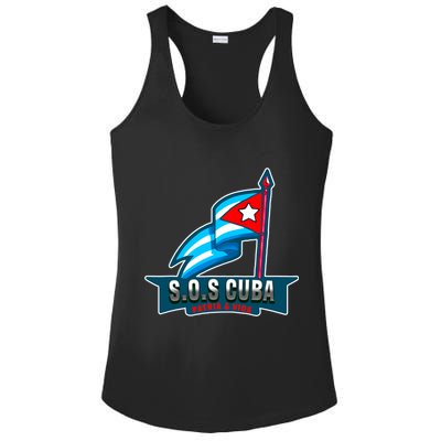 SOS Cuba Viva Cuba Libre Cubanos Bandera Cubana Ladies PosiCharge Competitor Racerback Tank