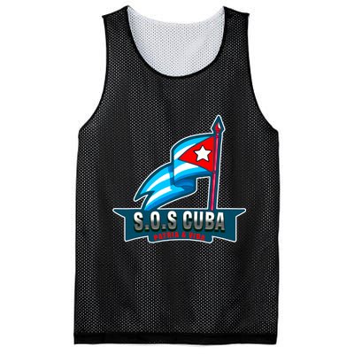 SOS Cuba Viva Cuba Libre Cubanos Bandera Cubana Mesh Reversible Basketball Jersey Tank