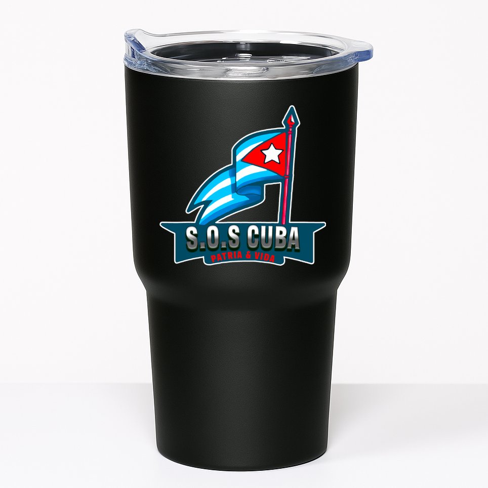 SOS Cuba Viva Cuba Libre Cubanos Bandera Cubana Tumbler