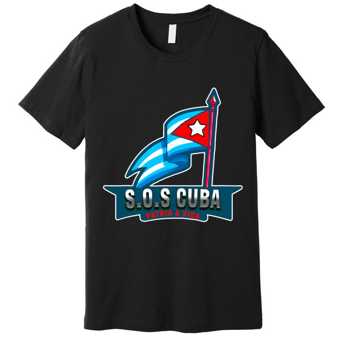SOS Cuba Viva Cuba Libre Cubanos Bandera Cubana Premium T-Shirt