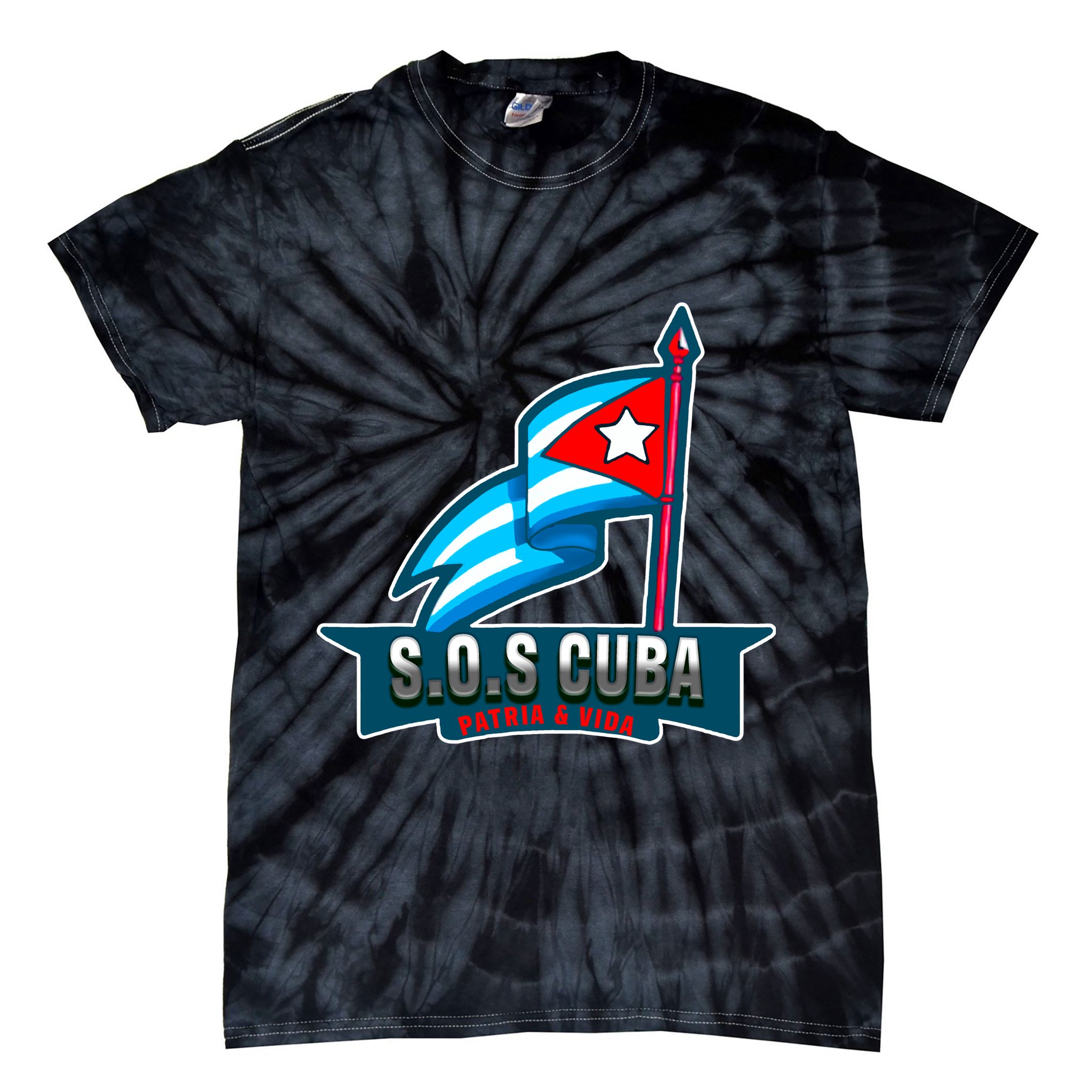 SOS Cuba Viva Cuba Libre Cubanos Bandera Cubana Tie-Dye T-Shirt