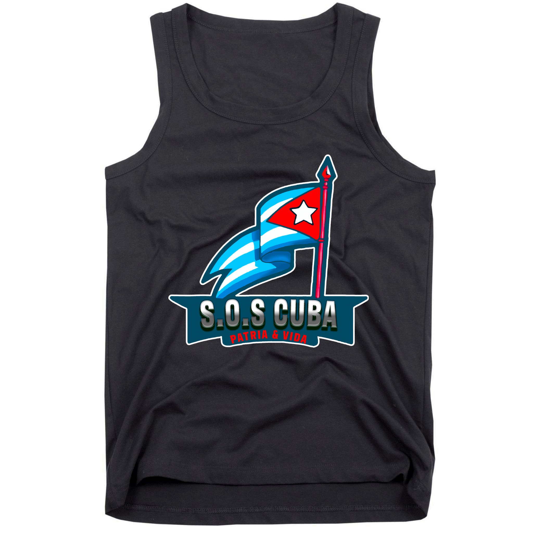 SOS Cuba Viva Cuba Libre Cubanos Bandera Cubana Tank Top